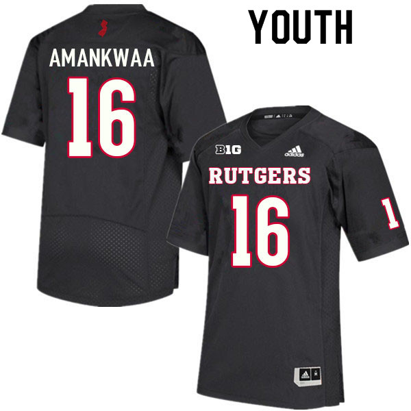 Youth #16 Thomas Amankwaa Rutgers Scarlet Knights College Football Jerseys Sale-Black
